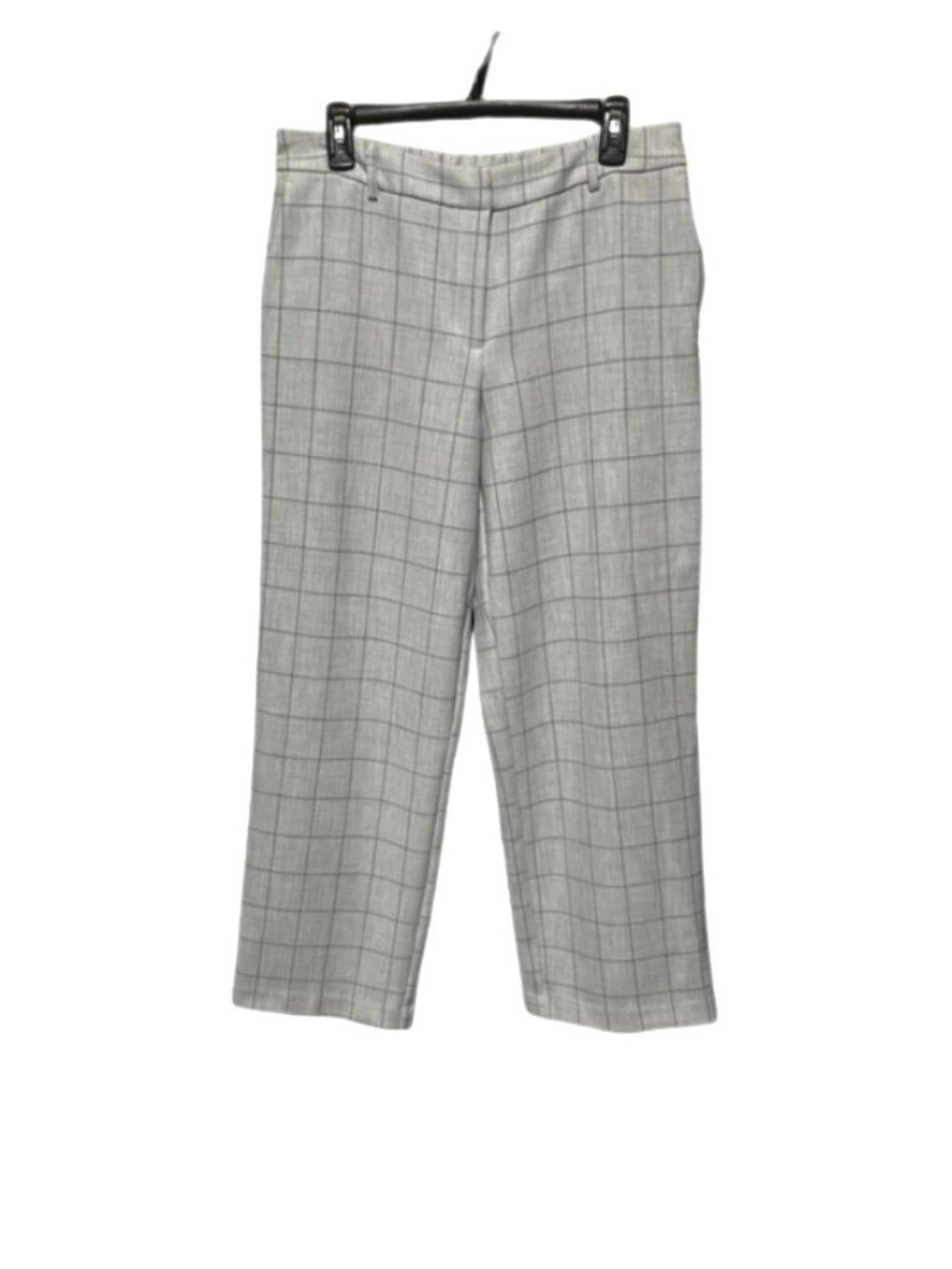Rachel Zoe Light Gray Windowpane Plaid Trousers Flat Front Size 10